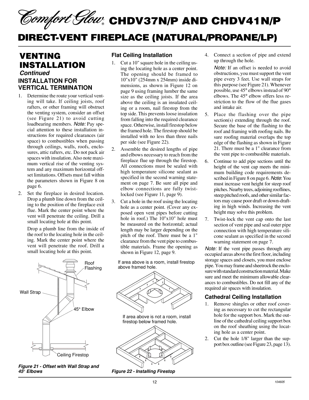 Desa Tech CHDV41P Installation for Vertical Termination, Flat Ceiling Installation, Cathedral Ceiling Installation 