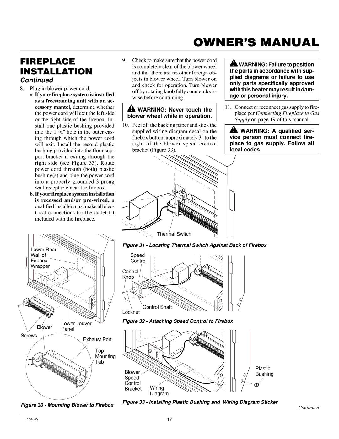 Desa Tech CHDV41N, CHDV41P, CHDV37P, CHDV37N installation manual Plug in blower power cord 