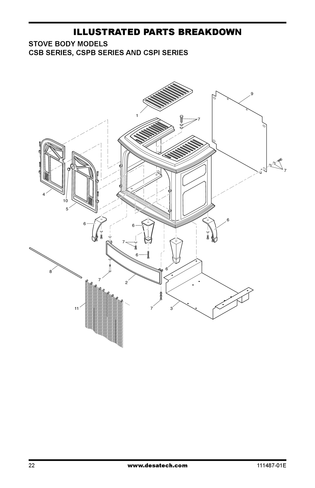 Desa Tech CSPBPT, CSBNT, CSPINT, CSBPT, CSPIPT, CSPBNT Stove Body Models CSB SERIES, Cspb Series and Cspi Series 