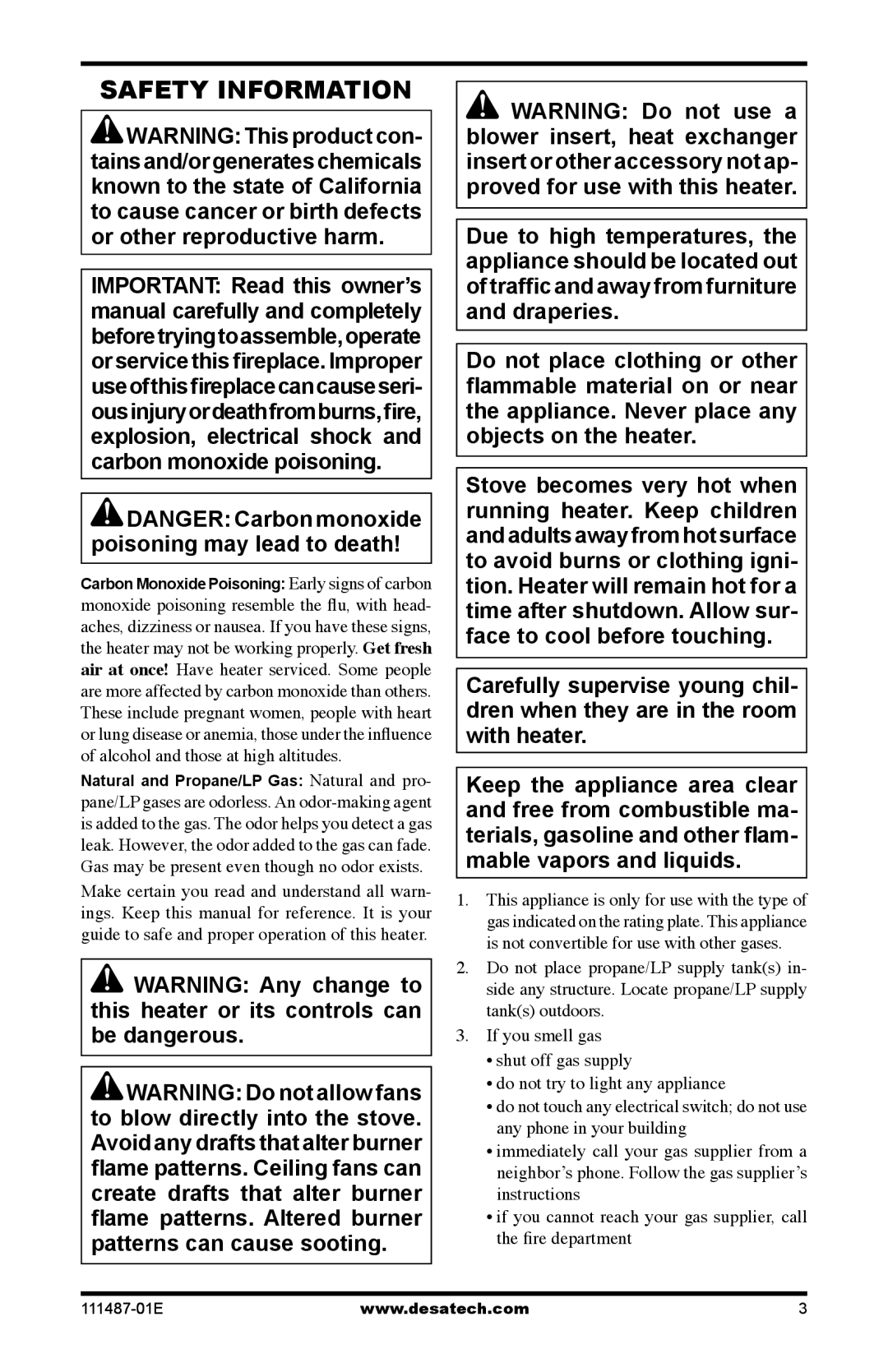 Desa Tech CSPIPT, CSBNT, CSPINT, CSBPT, CSPBPT, CSPBNT installation manual Safety Information 