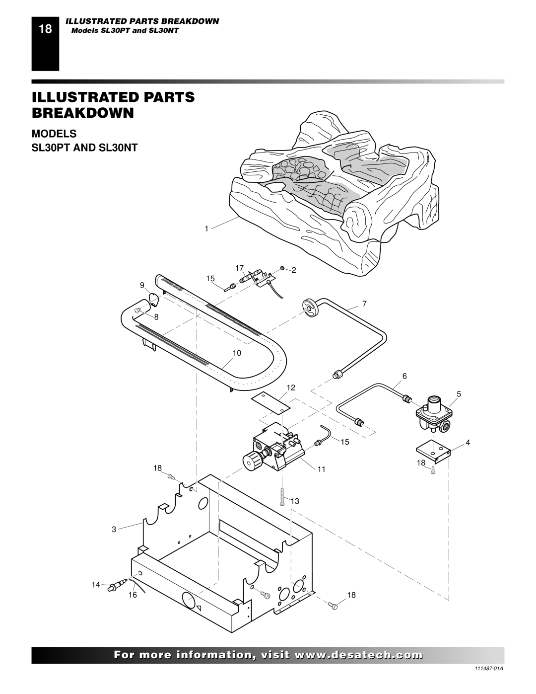 Desa Tech CSNPT installation manual Illustrated Parts Breakdown, Models SL30PT and SL30NT 