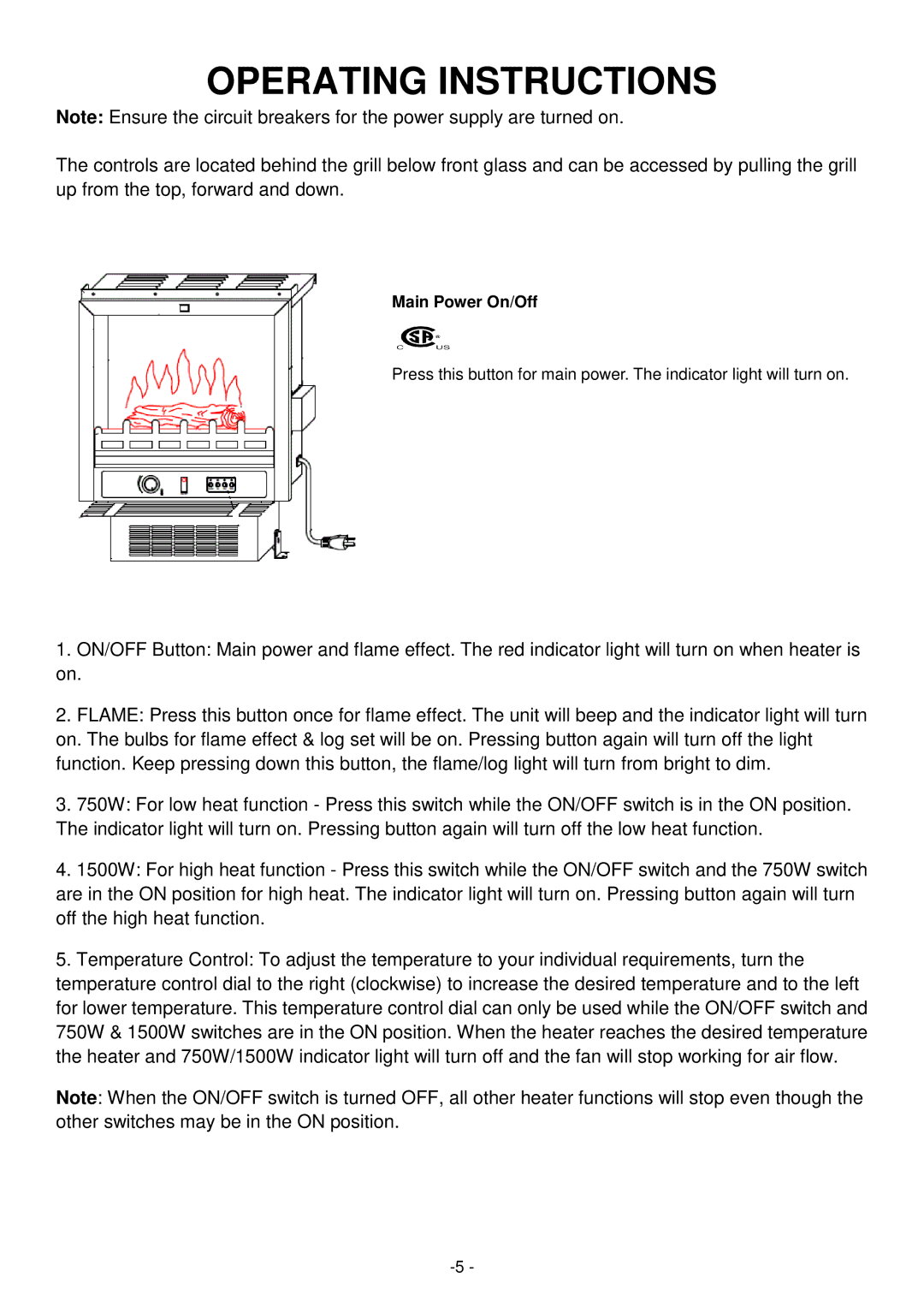 Desa Tech EF5802R installation instructions Operating Instructions 