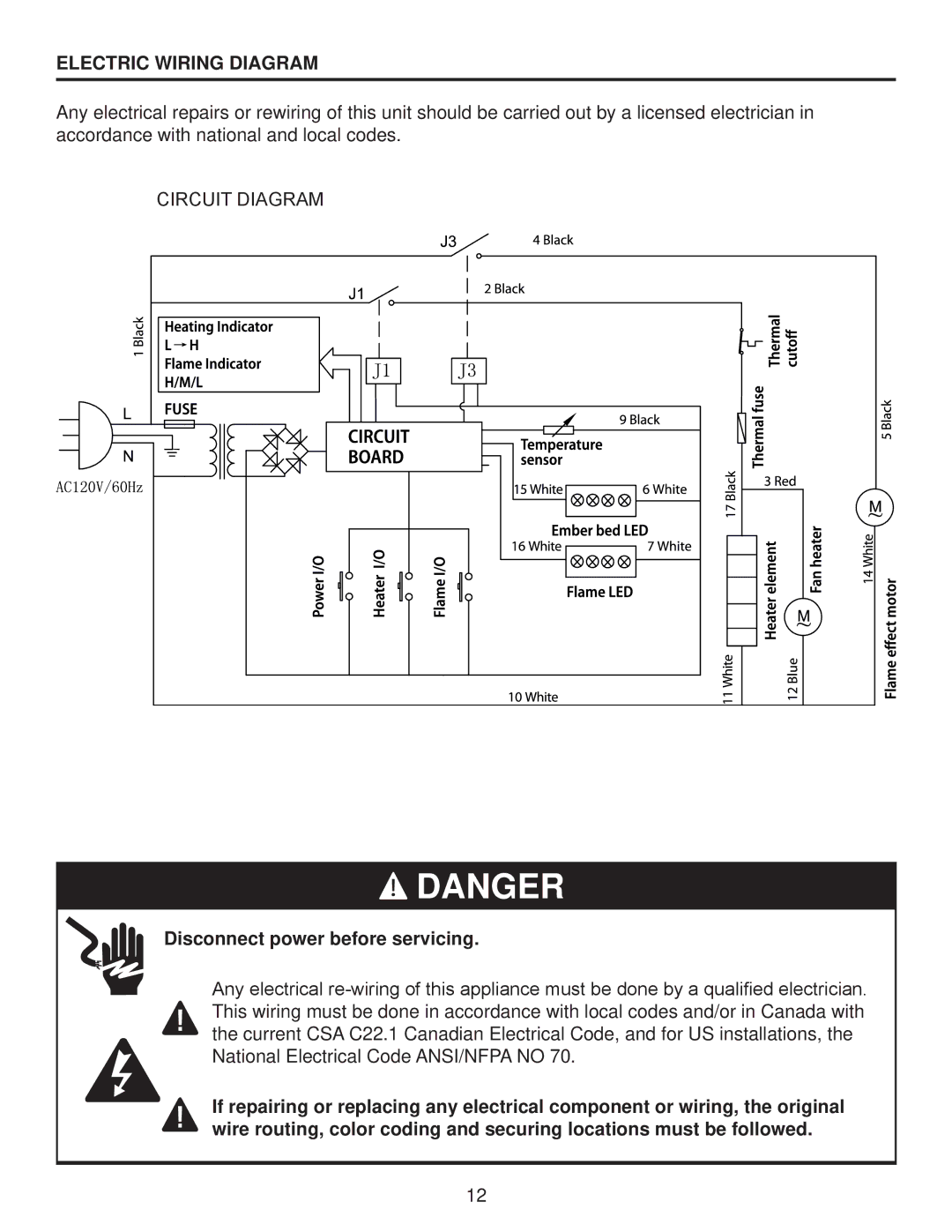 Desa Tech ELCG 240, ELCG 347 manual Electric Wiring Diagram 