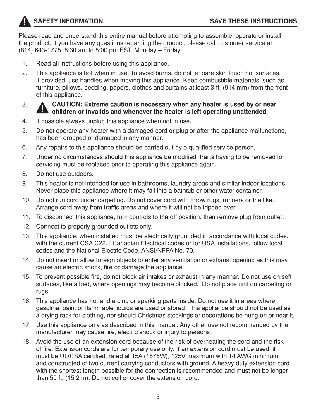 Desa Tech ELCG 347, ELCG 240 manual Safety Information 