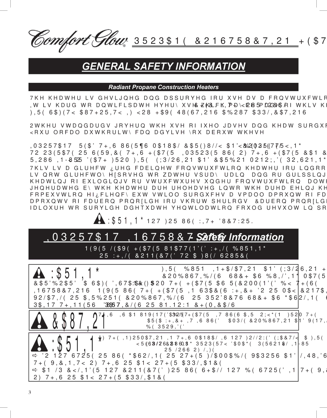 Desa Tech GCH480 manual General Safety Information, Radiant Propane Construction Heaters 