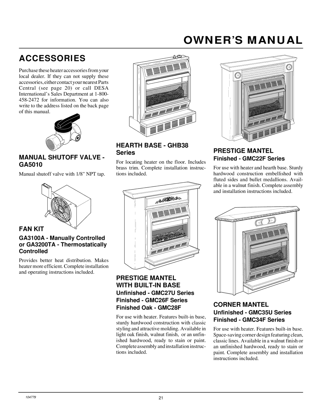 Desa Tech RFN28TD installation manual Accessories 