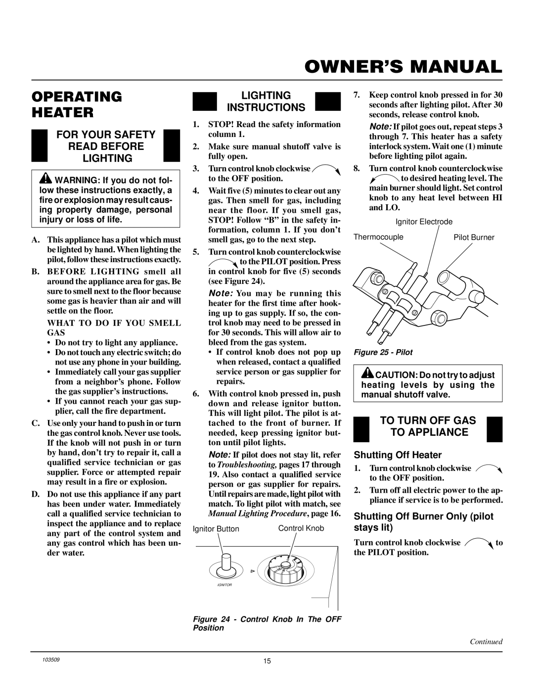 Desa Tech RFP28TC installation manual Operating Heater, For Your Safety Read Before Lighting, Lighting Instructions 