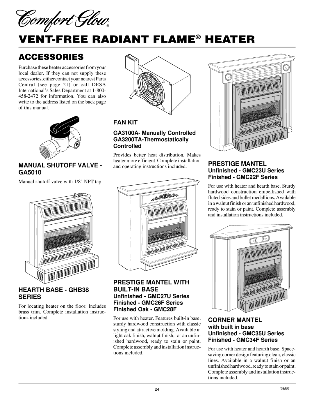 Desa Tech RFP28TC installation manual Accessories 