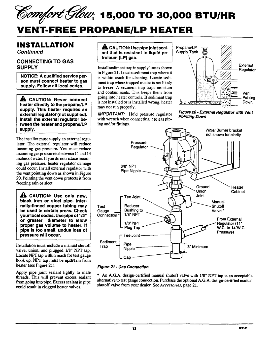 Desa Tech RFP30T installation manual Connecting to GAS Supply 