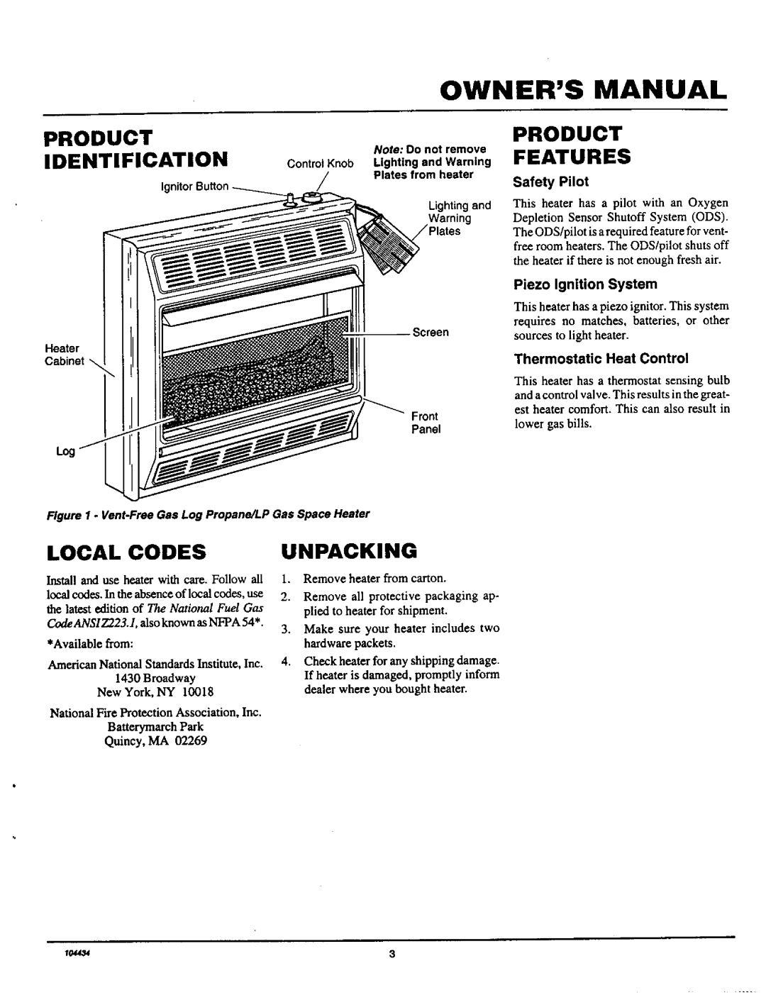 Desa Tech RFP30T installation manual Product Features, Local Codes, Unpacking 