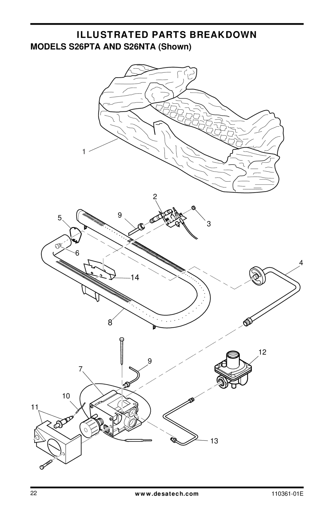 Desa Tech S26NTA, S26PTA installation manual Illustrated Parts Breakdown 