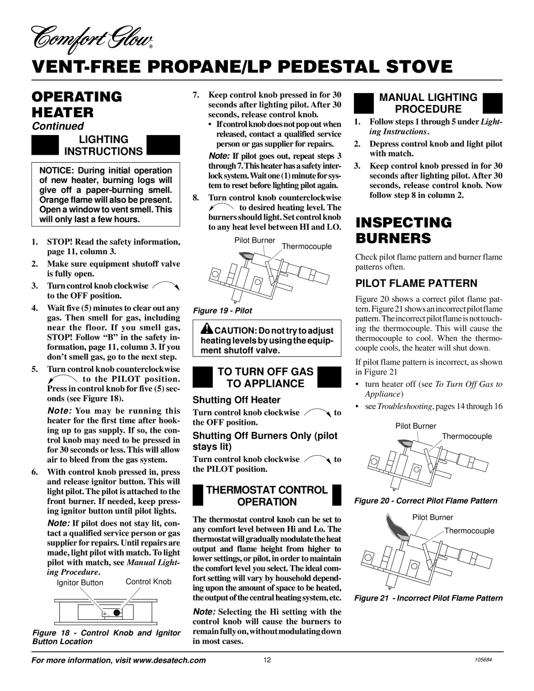 Desa Tech S26PT installation manual Inspecting Burners 