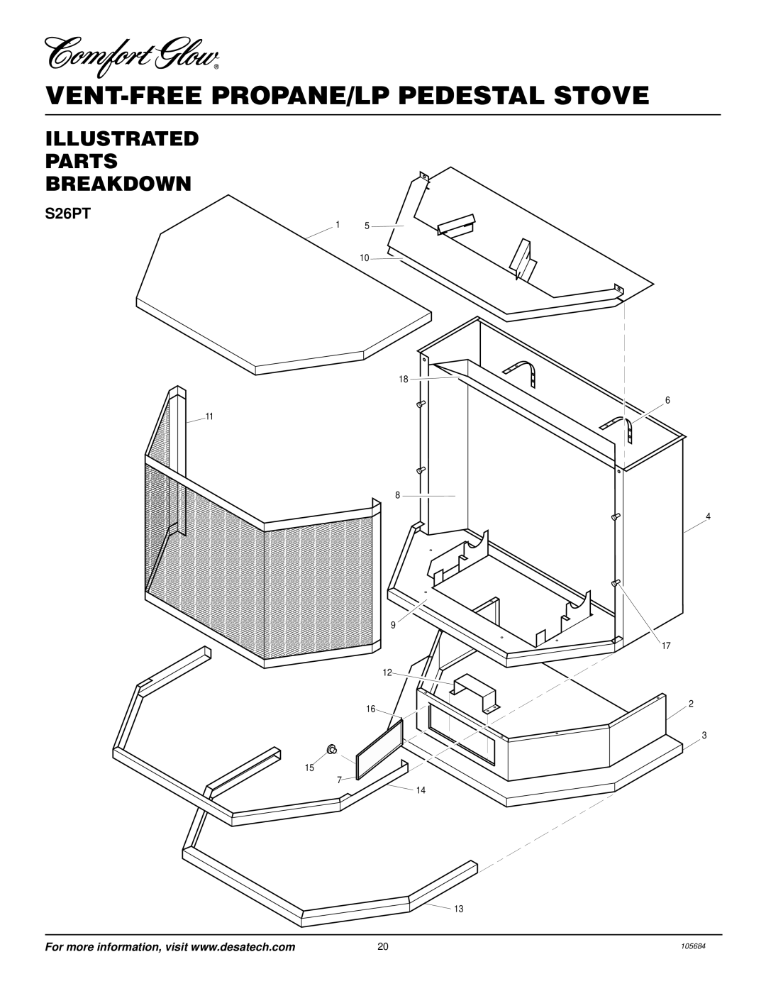 Desa Tech S26PT installation manual VENT-FREE PROPANE/LP Pedestal Stove 