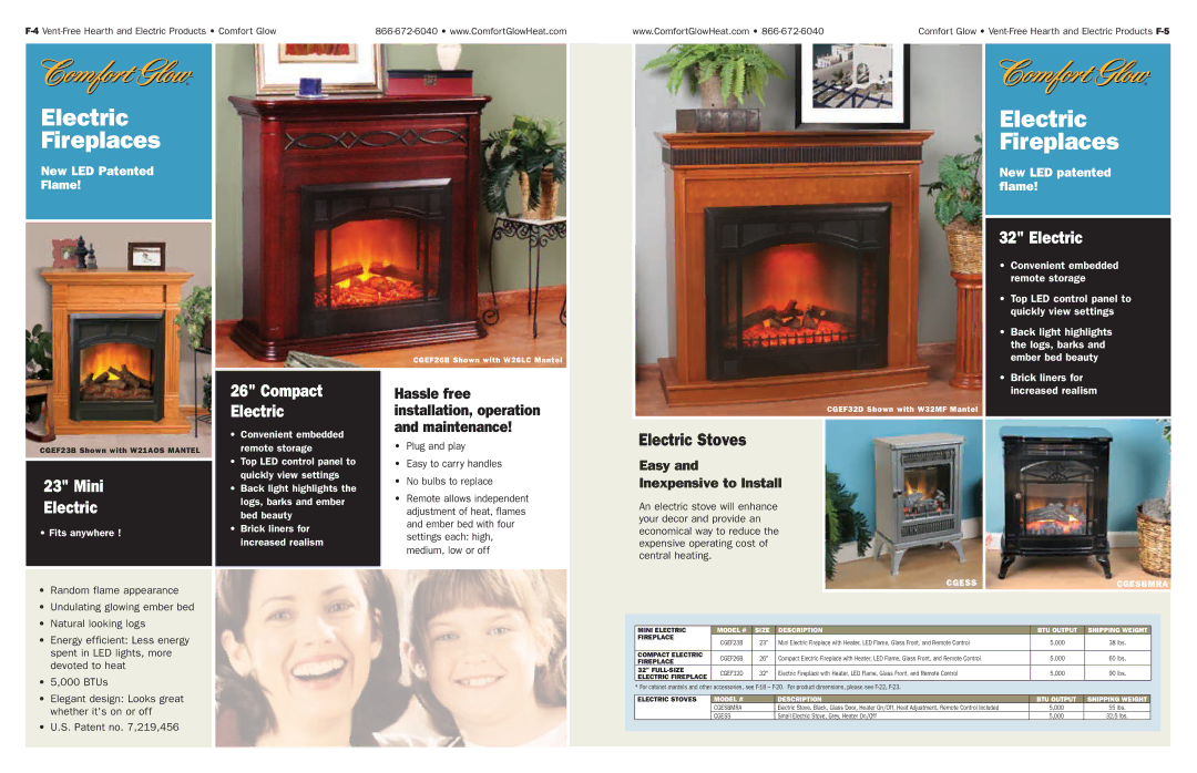 Desa Tech Vent-Free Gas and Electric Hearth Electric Fireplaces, New LED Patented Flame, Easy and Inexpensive to Install 