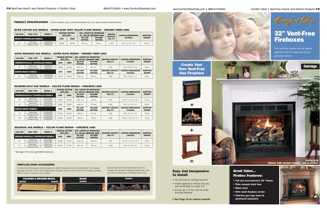 Desa Tech Vent-Free Gas and Electric Hearth 32” Vent-Free Fireboxes, + + =, Create Your Own Vent-Free Gas Fireplace, Black 
