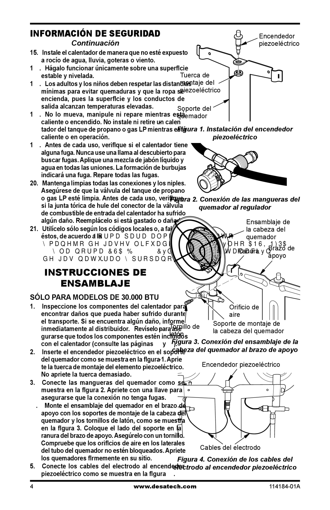 Desa N15, TT15, SPC-30RB, SPC-15RB owner manual Instrucciones DE Ensamblaje, Sólo Para Modelos DE 30.000 BTU 