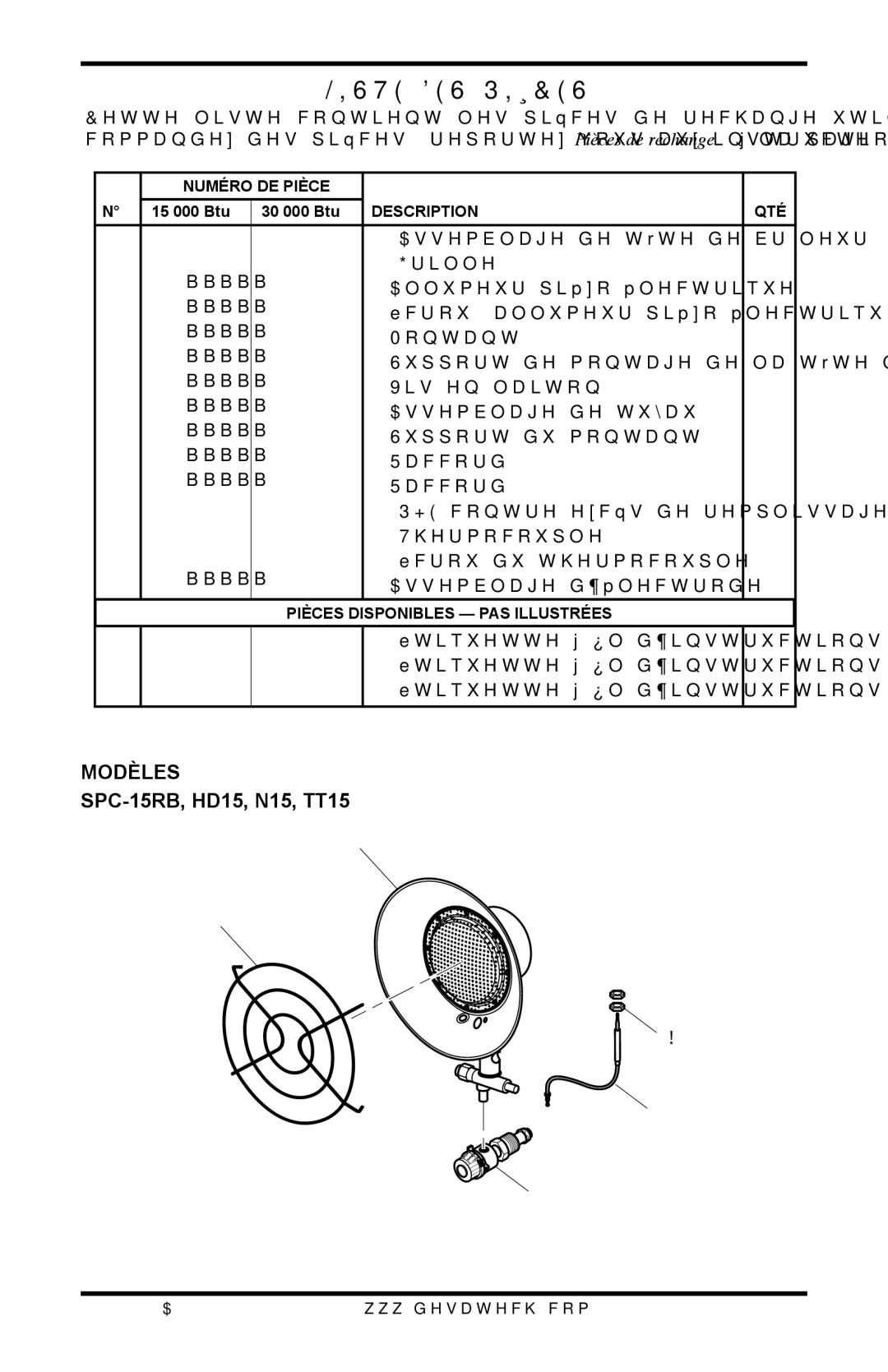 Desa SPC-30RB, TT15, N15, SPC-15RB owner manual Liste DES Pièces 