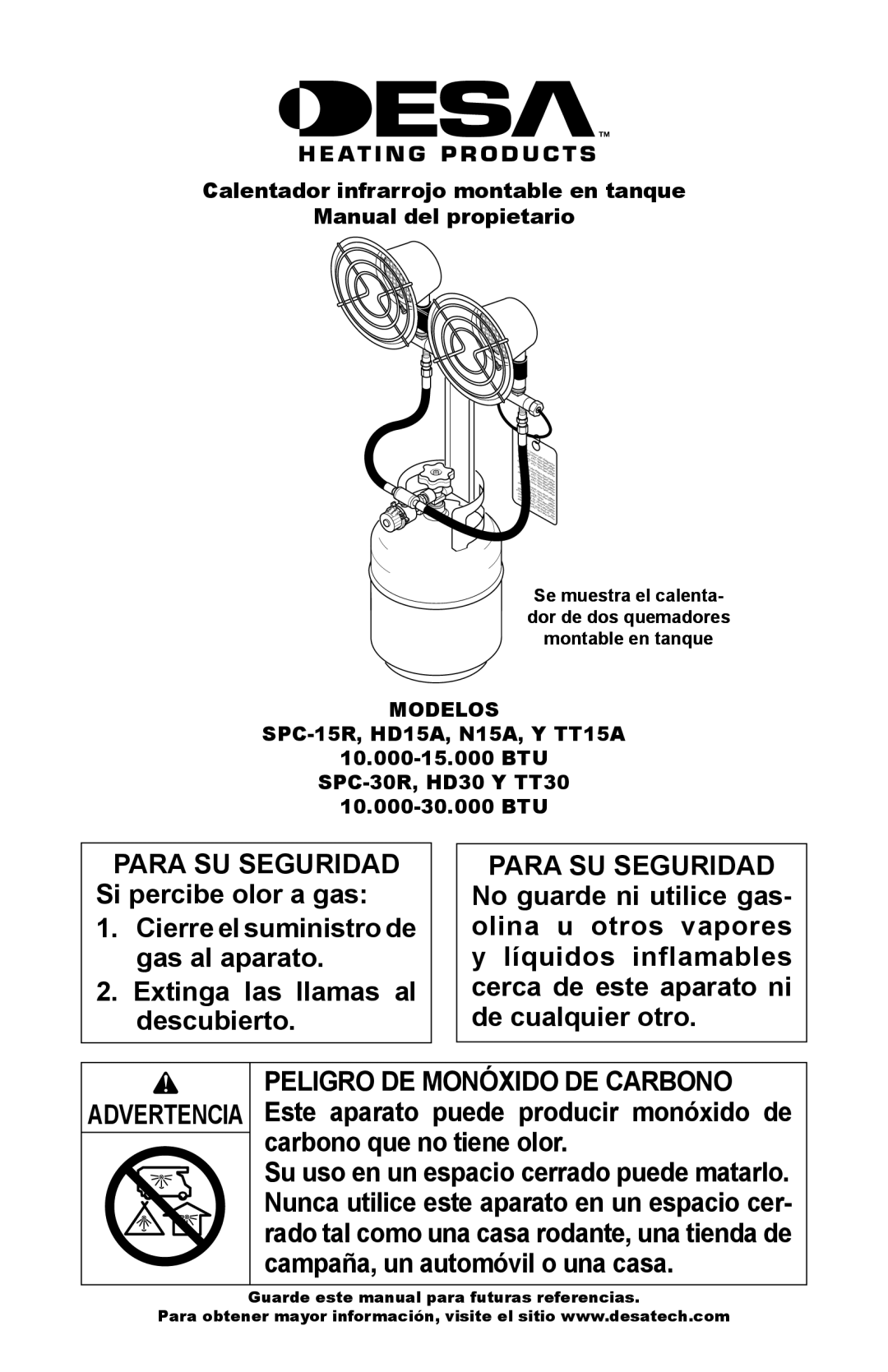 Desa SPC-15R, TT30 10, TT15A 10 owner manual Para SU Seguridad, Advertencia, Modelos 