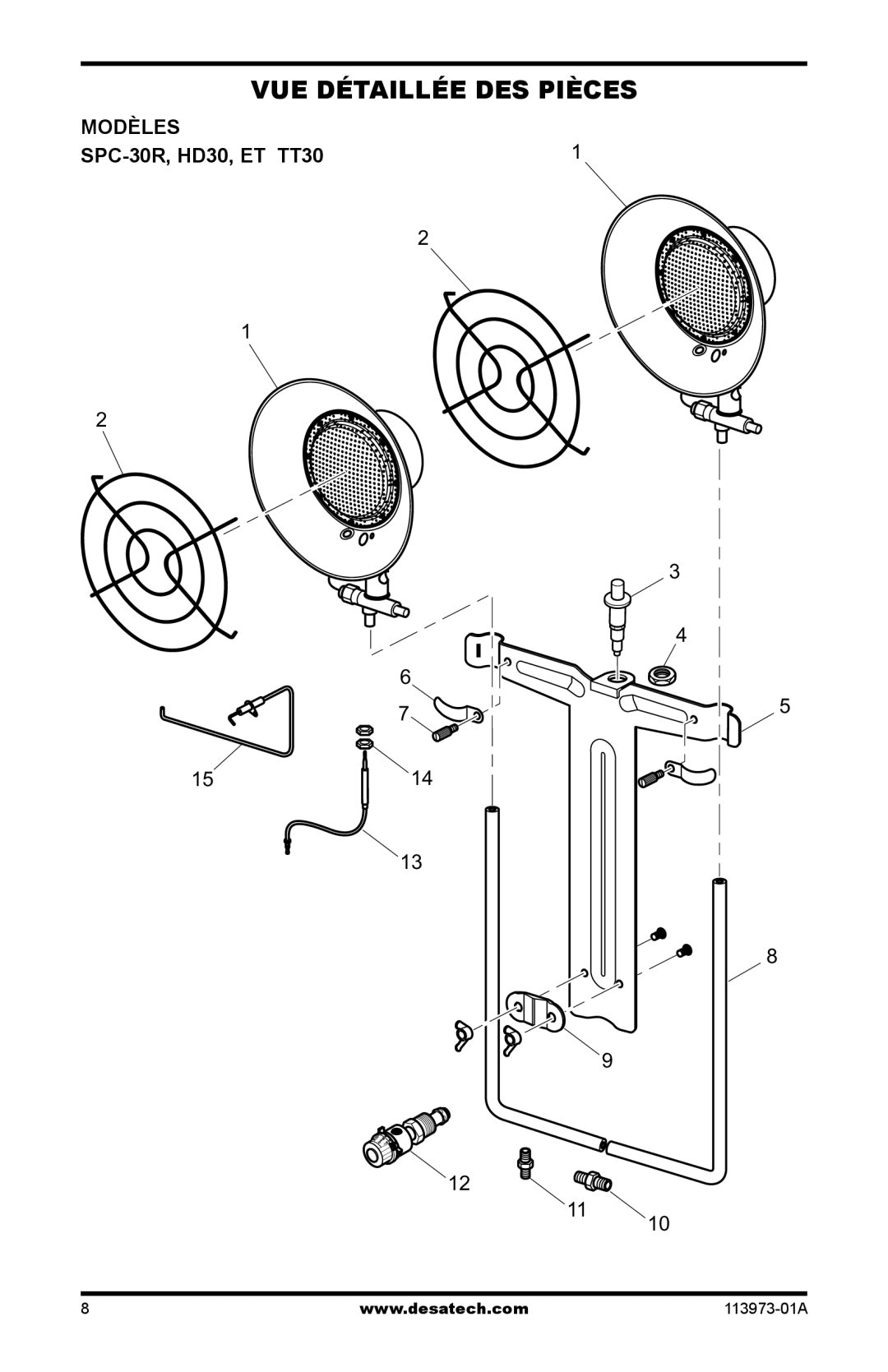 Desa TT15A 10, TT30 10, SPC-15R owner manual VUE Détaillée DES Pièces, Modèles 