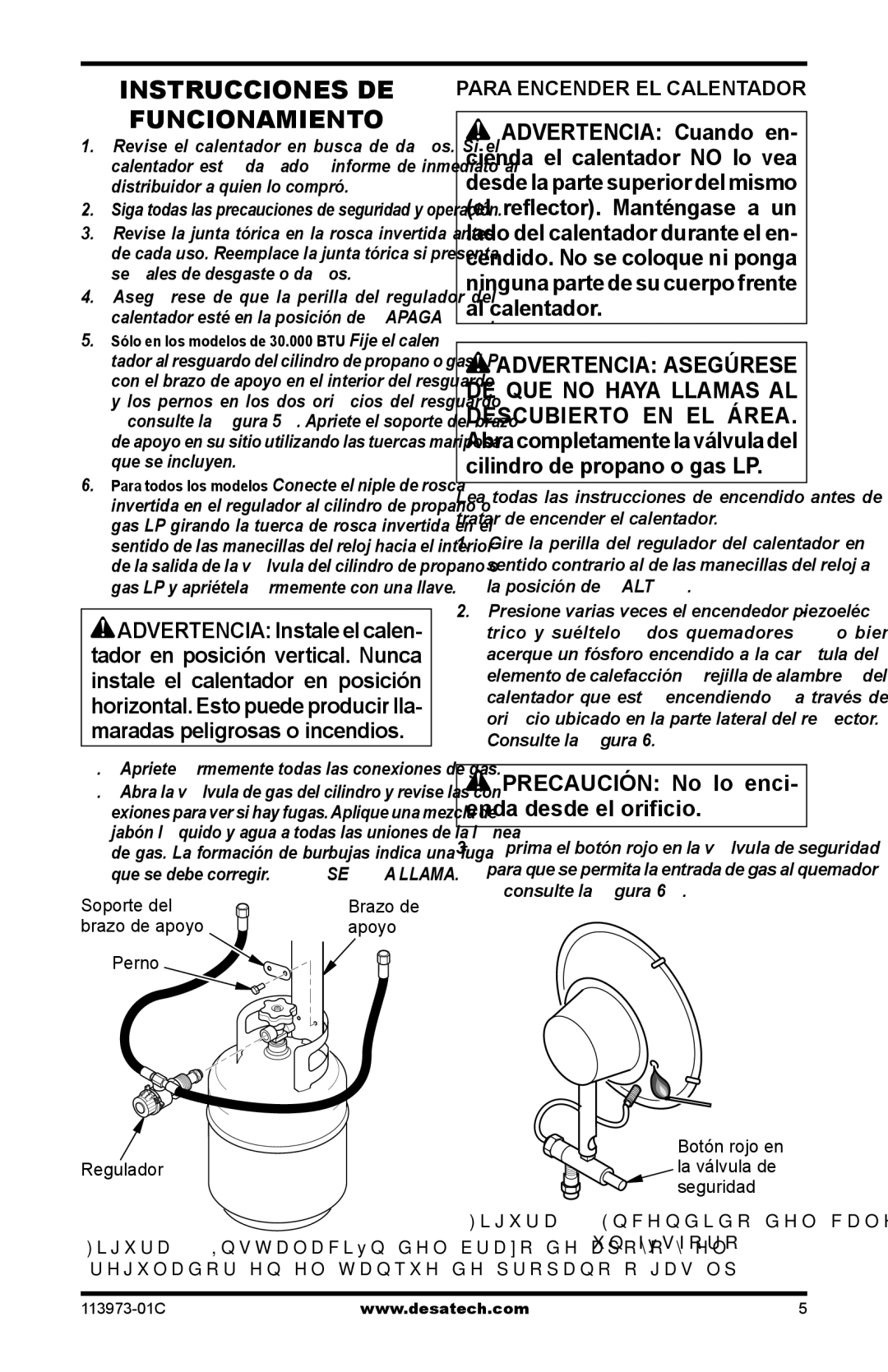 Desa N15A, TT30, HD15A, HD30, AND TT15A 10, 000-15 owner manual Instrucciones DE Funcionamiento, Para Encender EL Calentador 