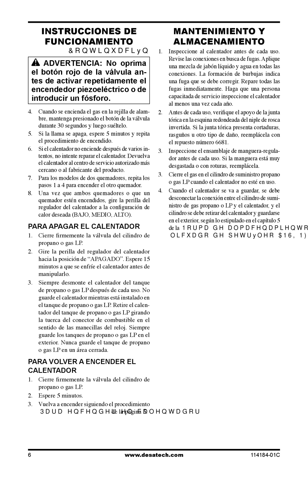 Desa N15 AND TT15 10, TT30B, HD30B, HD15 owner manual Para Apagar EL Calentador, Para Volver a Encender EL Calentador 