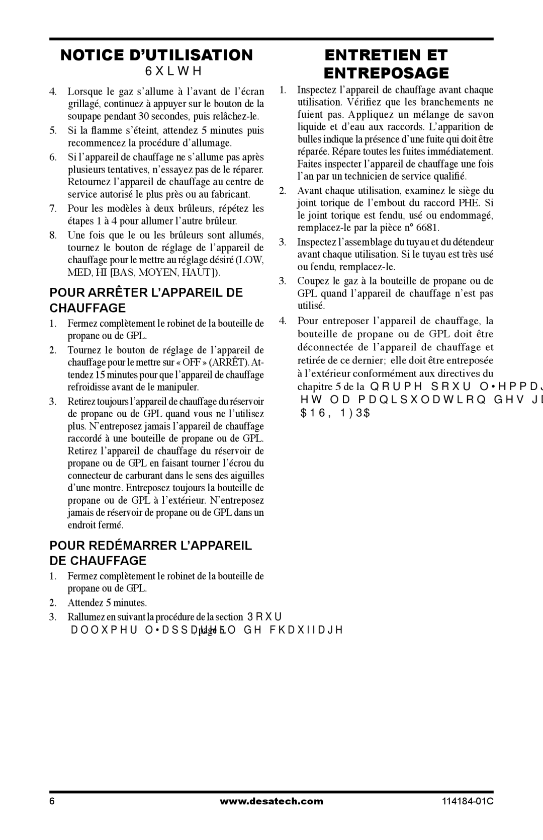 Desa N15 AND TT15 10, TT30B, HD30B, HD15 owner manual Entretien ET Entreposage, Pour Arrêter L’APPAREIL DE Chauffage 