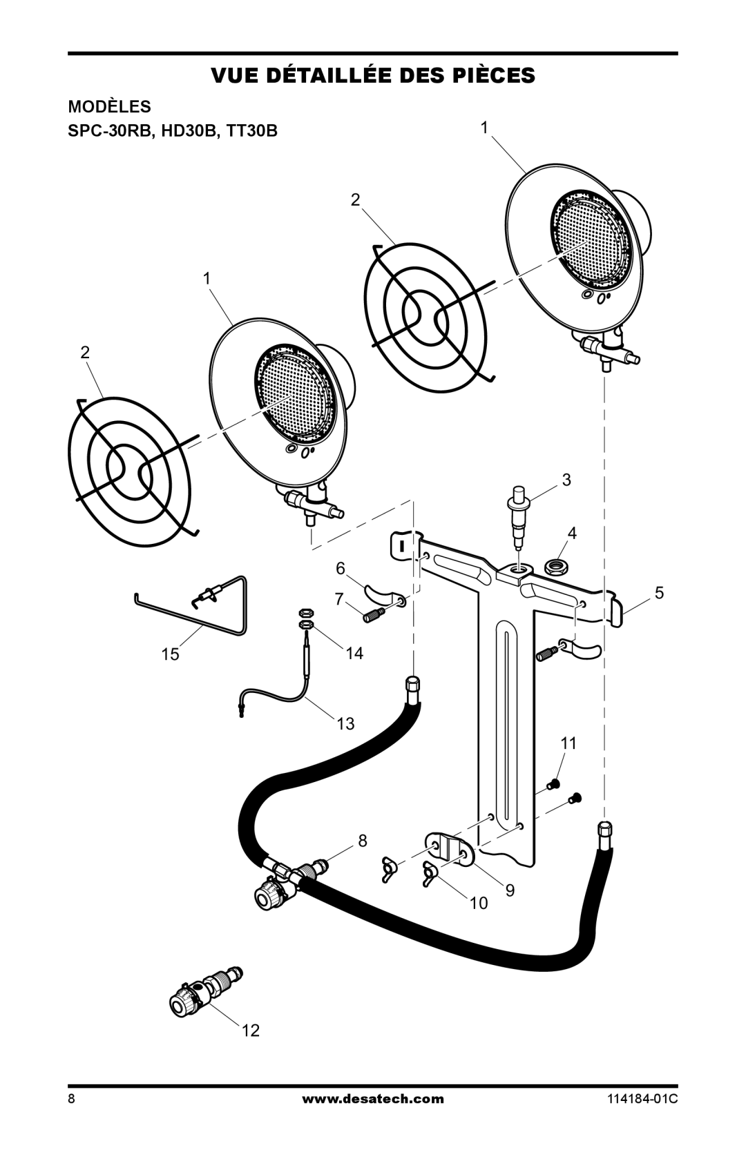 Desa N15 AND TT15 10, SPC-15RB, HD15, N15, TT15, SPC-30RB, HD30B, TT30B VUE Détaillée DES Pièces, Modèles 