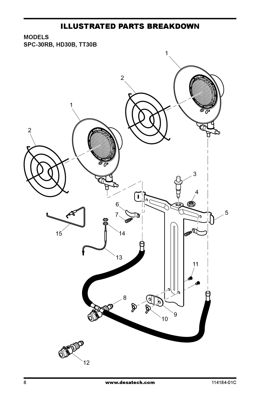 Desa HD15, TT30B, N15 AND TT15 10, HD30B owner manual Illustrated Parts Breakdown, Models 