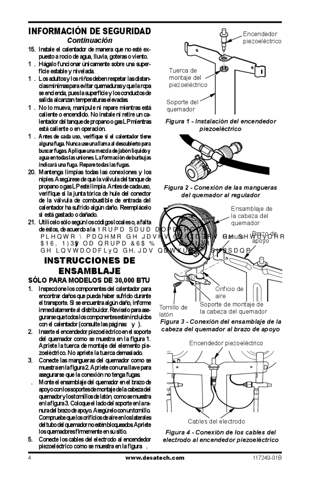 Desa SPC-15RG, TT30G, SPC-30RG, N15G, HD30G, HD15G owner manual Instrucciones DE Ensamblaje, Sólo Para Modelos DE 30,000 BTU 