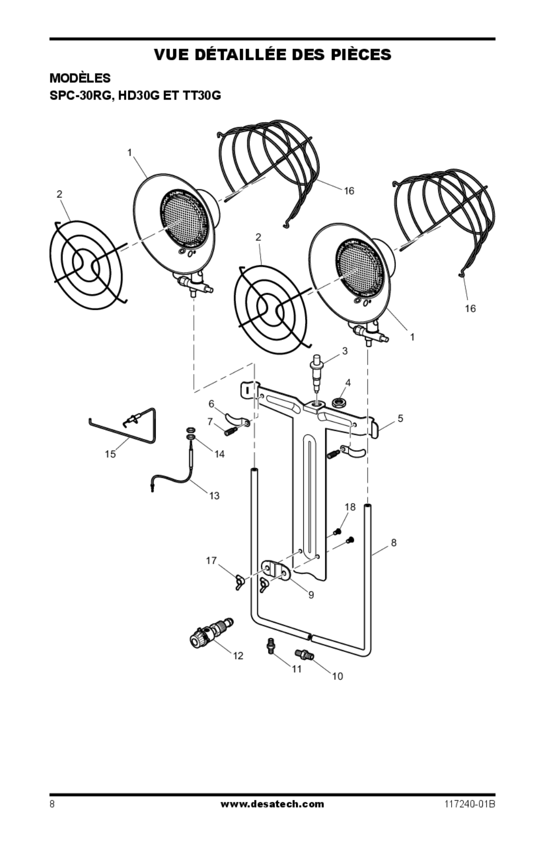 Desa SPC-15RG, N15G, HD15G owner manual VUE Détaillée DES Pièces, Modèles SPC-30RG, HD30G ET TT30G 