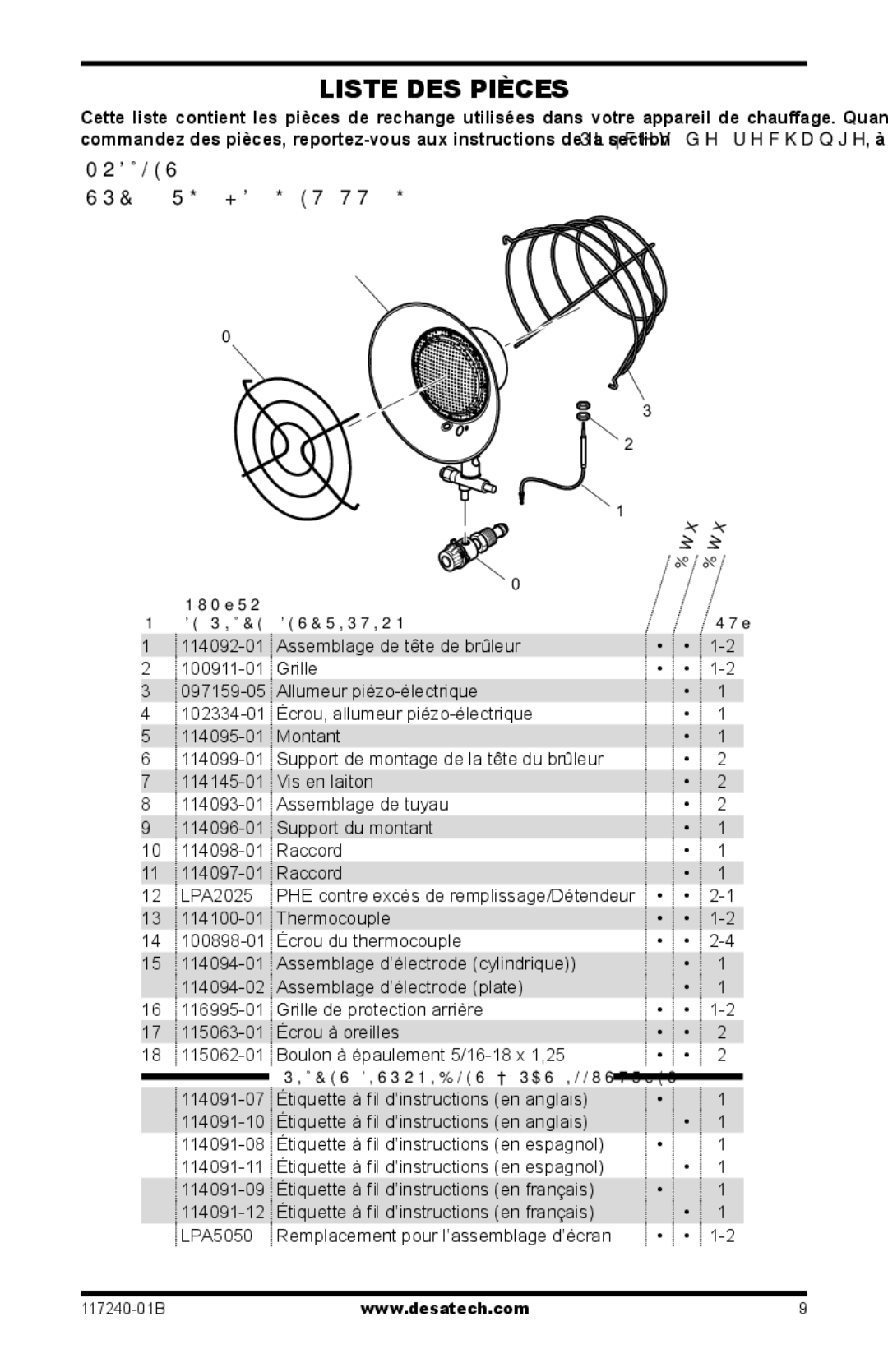 Desa TT30G, SPC-30RG, N15G, HD30G owner manual Liste DES Pièces, Modèles SPC-15RG, HD15G ET TT15G 