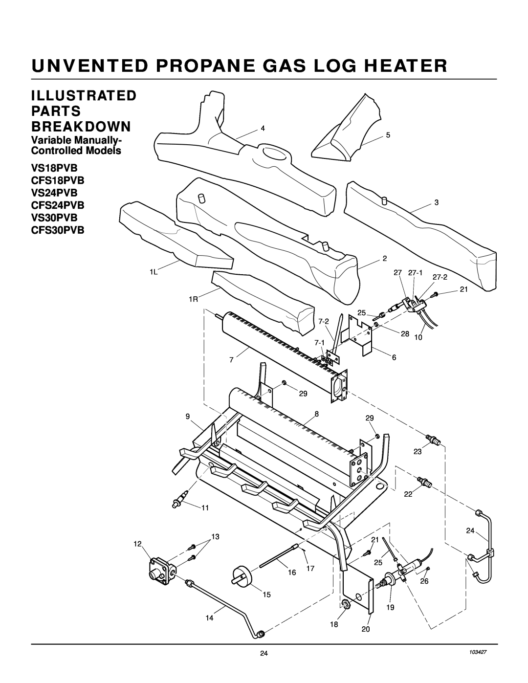 Desa Unvented Propane Gas Log Heater Model Split Oak and American Oak Design ILLUSTRATED PARTS BREAKDOWN4 