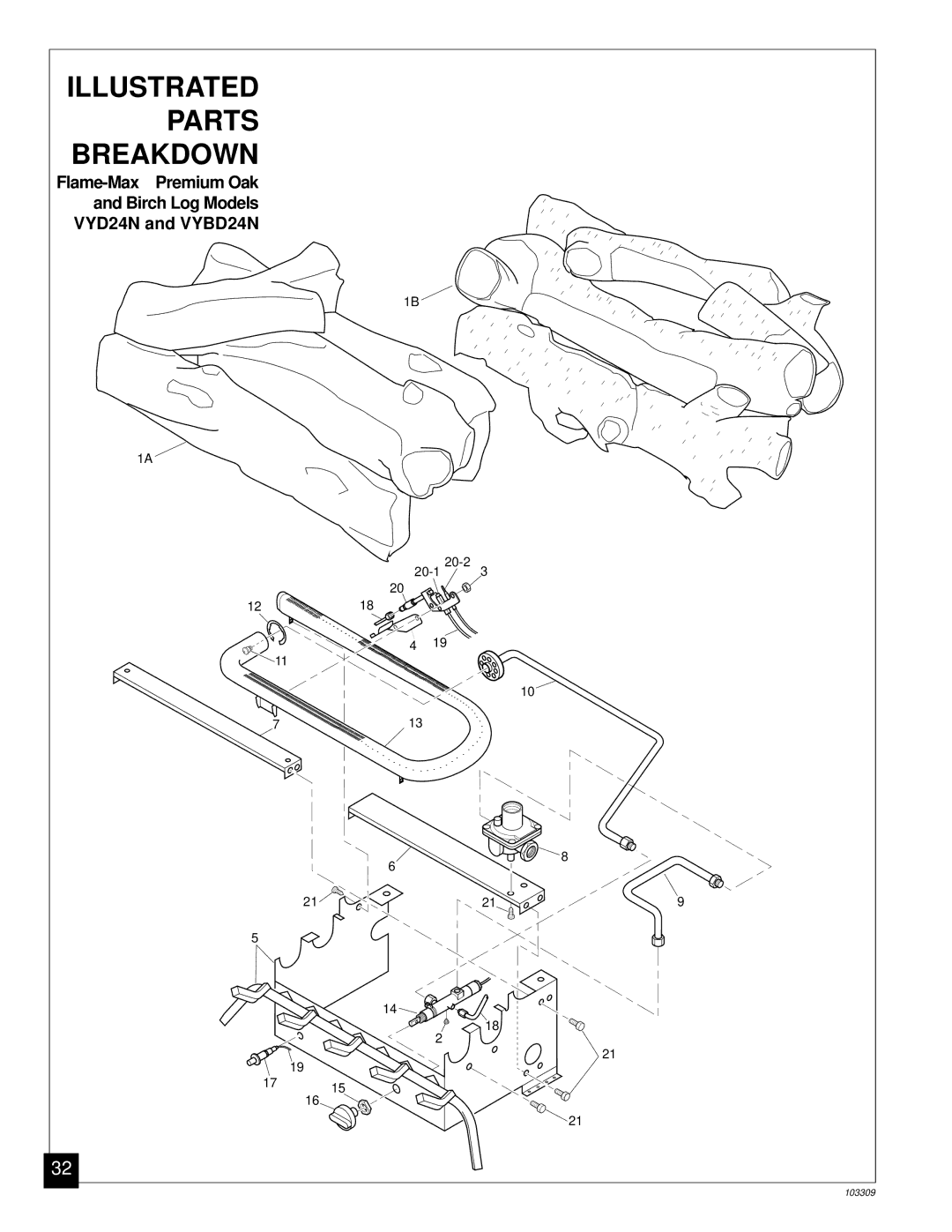 Desa UNVENTED (VENT-FREE) NATURAL GAS LOG HEATER installation manual Birch Log Models VYD24N and VYBD24N 