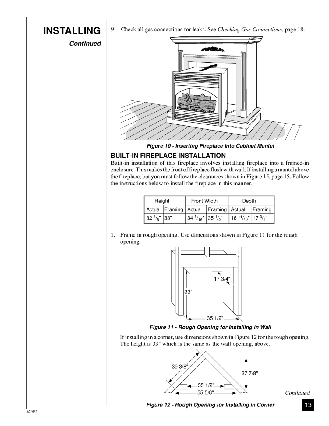 Desa UNVENTED (VENT-FREE) PROPANE GAS FIREPLACE BUILT-IN Fireplace Installation, Inserting Fireplace Into Cabinet Mantel 