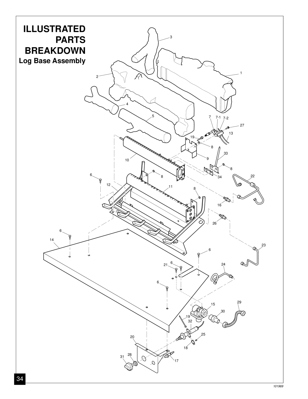 Desa UNVENTED (VENT-FREE) PROPANE GAS FIREPLACE installation manual Illustrated Parts Breakdown 