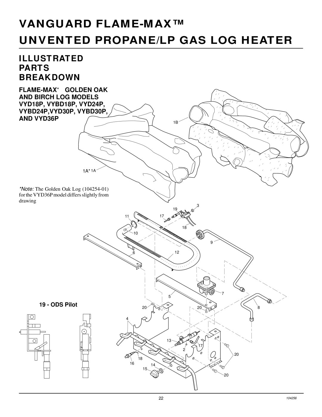 Desa UNVENTED (VENT-FREE) PROPANE/LP GAS LOG HEATER installation manual 1A* 1A 