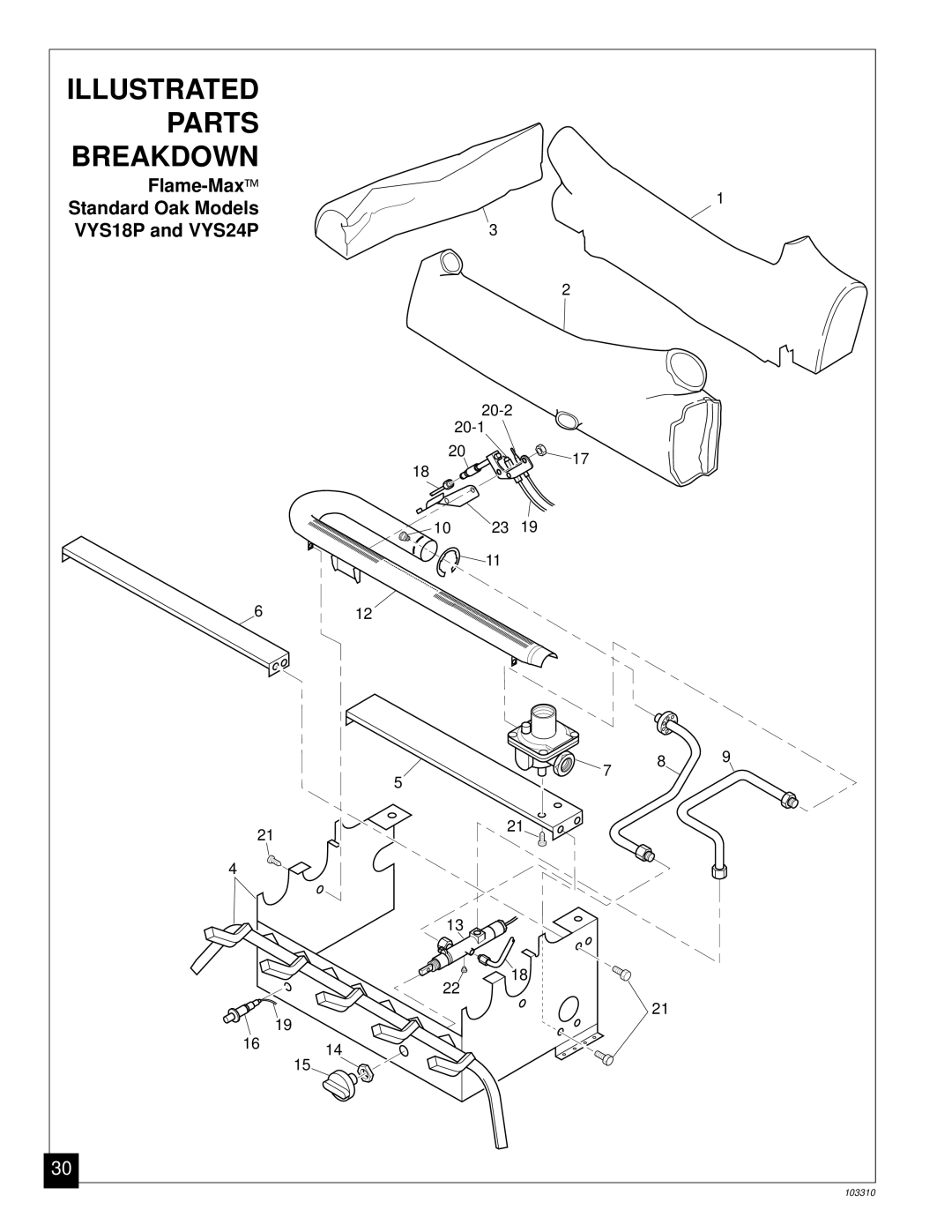 Desa UNVENTED (VENT-FREE) PROPANE/LPGAS LOG HEATER installation manual Illustrated Parts Breakdown 