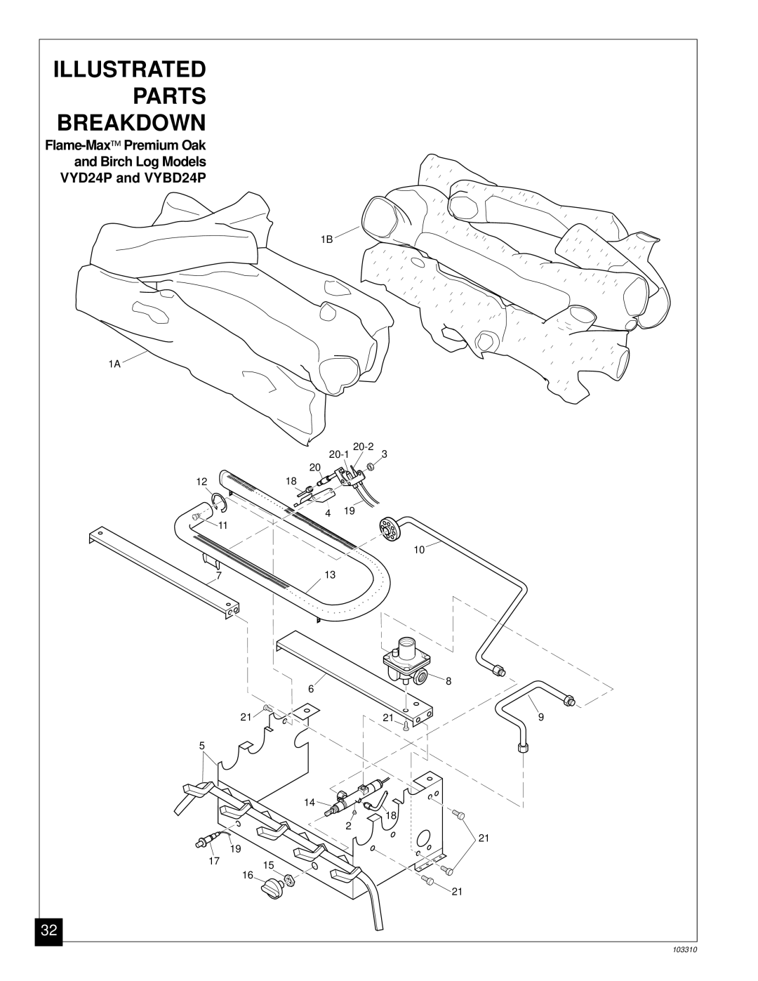 Desa UNVENTED (VENT-FREE) PROPANE/LPGAS LOG HEATER installation manual Birch Log Models VYD24P and VYBD24P 