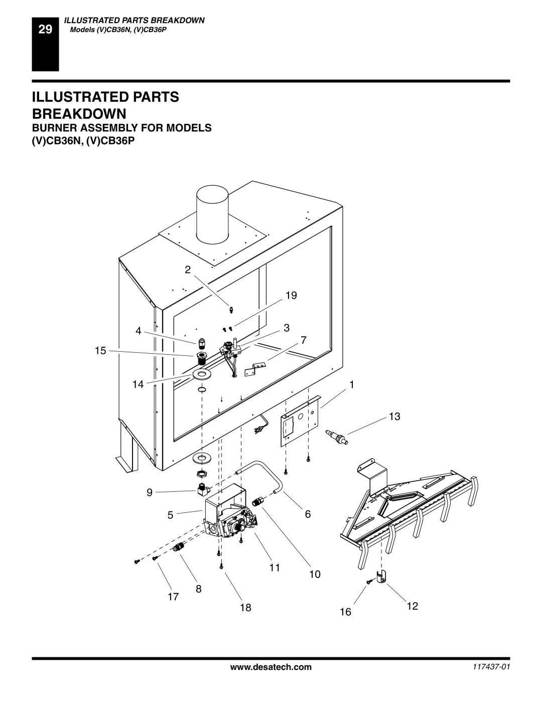 Desa (V) CB36(N installation manual Burner Assembly for Models VCB36N, VCB36P 