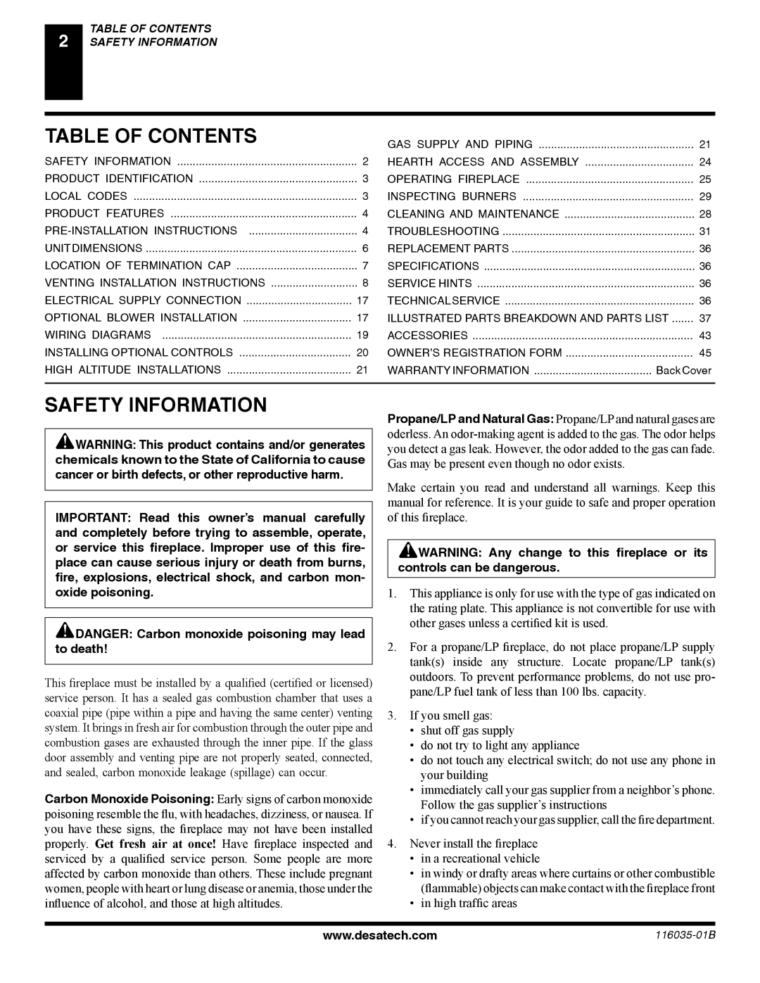 Desa P), (V) CD36T(N, (V) CD36R(N installation manual Safety Information 