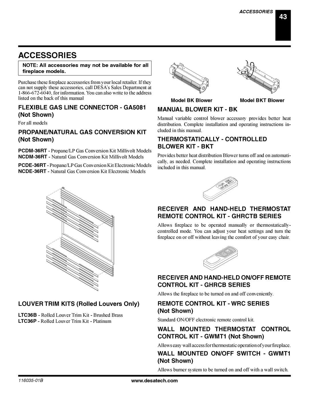 Desa (V) CD36R(N, (V) CD36T(N, P) installation manual Accessories 