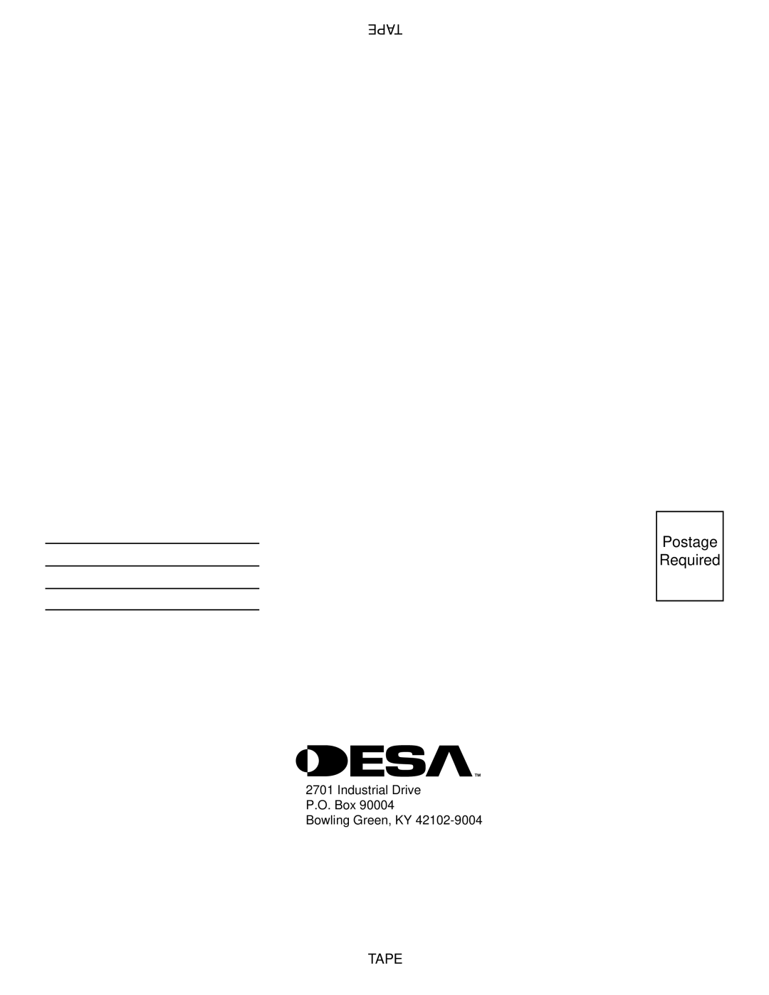 Desa V3610ST manual Postage Required 