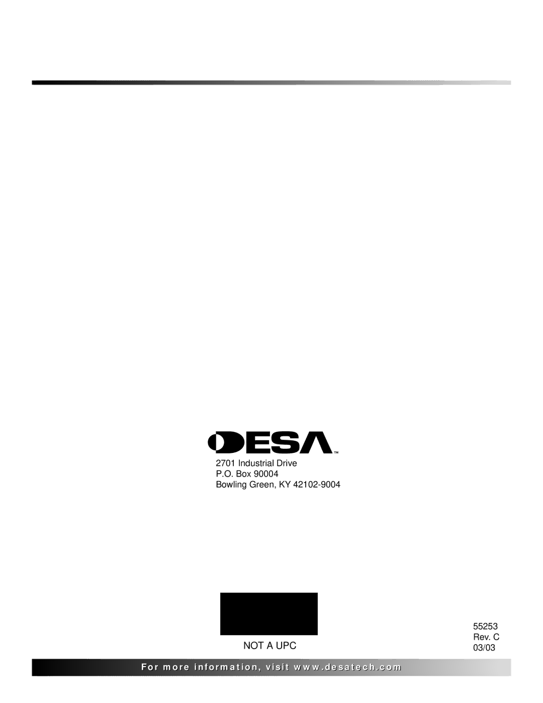 Desa V3610ST manual Not a UPC 