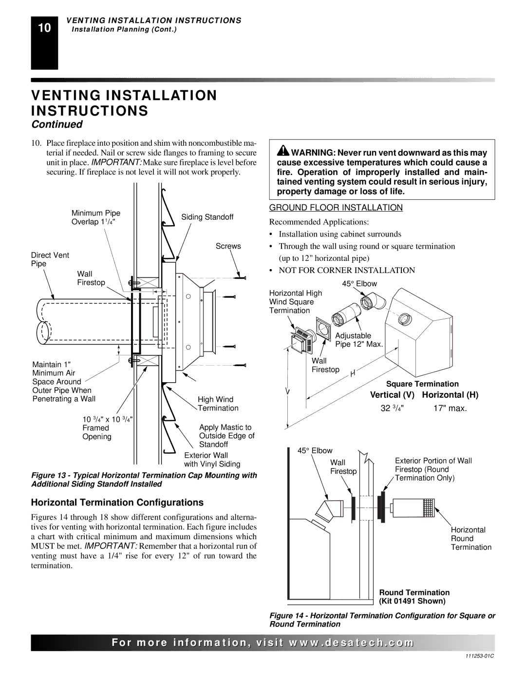 Desa V36EP-A SERIES, V36EN-A SERIES, VV36EPB(1) SERIES, VV36ENB(1) SERIES Horizontal Termination Configurations 