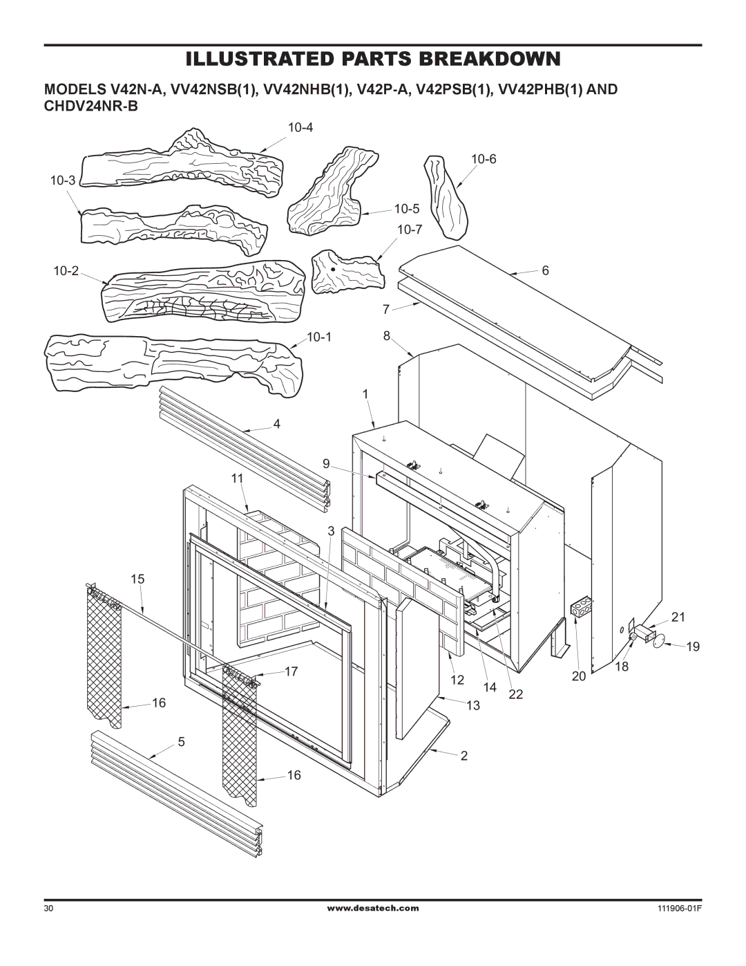 Desa V42V-A installation manual Illustrated Parts Breakdown 