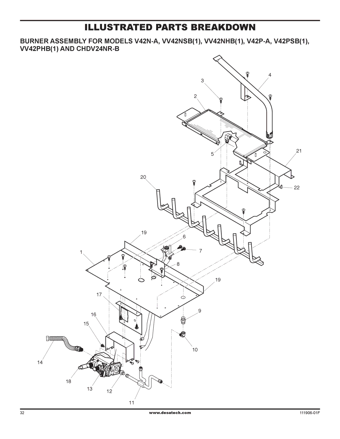 Desa V42V-A installation manual Illustrated Parts Breakdown 