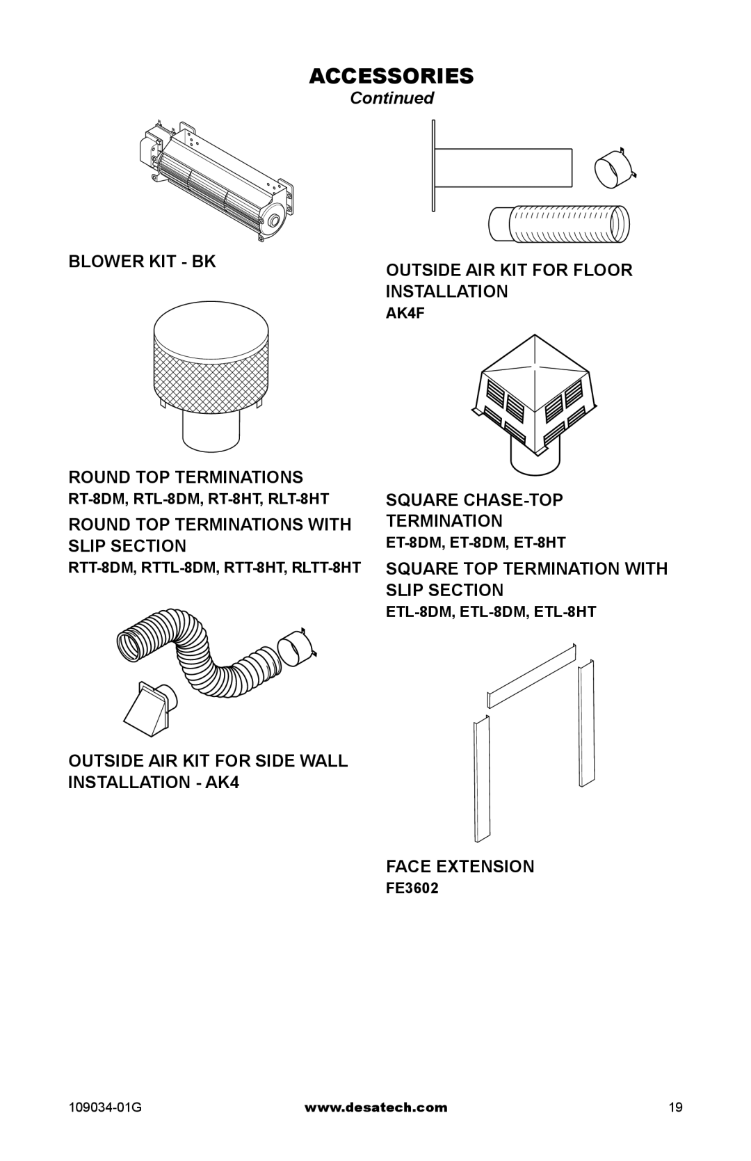 Desa CWB36C, (V)B36LI Blower Kit BK Outside Air Kit for Floor Installation, Round Top Terminations, Square Chase-Top 