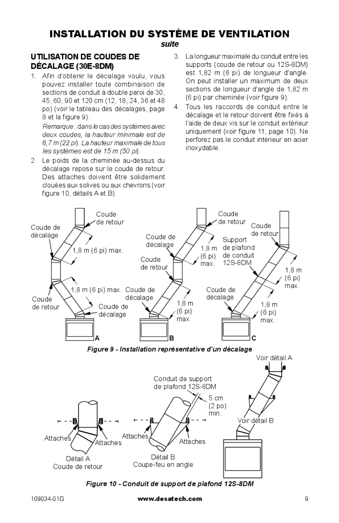 Desa CWB36C, (V)B36LI, (V)B36I installation manual Utilisation de Coudes de décalage 30E-8DM 