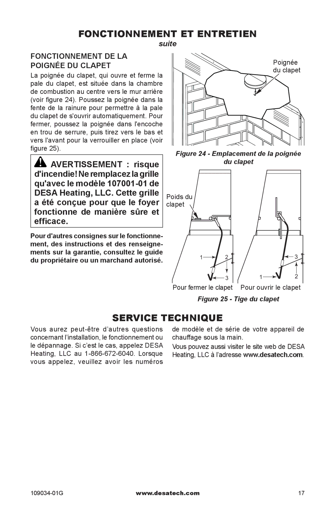 Desa (V)B36I, (V)B36LI Service technique, Fonctionnement de la poignée du clapet, Poignée du clapet, Poids du clapet 