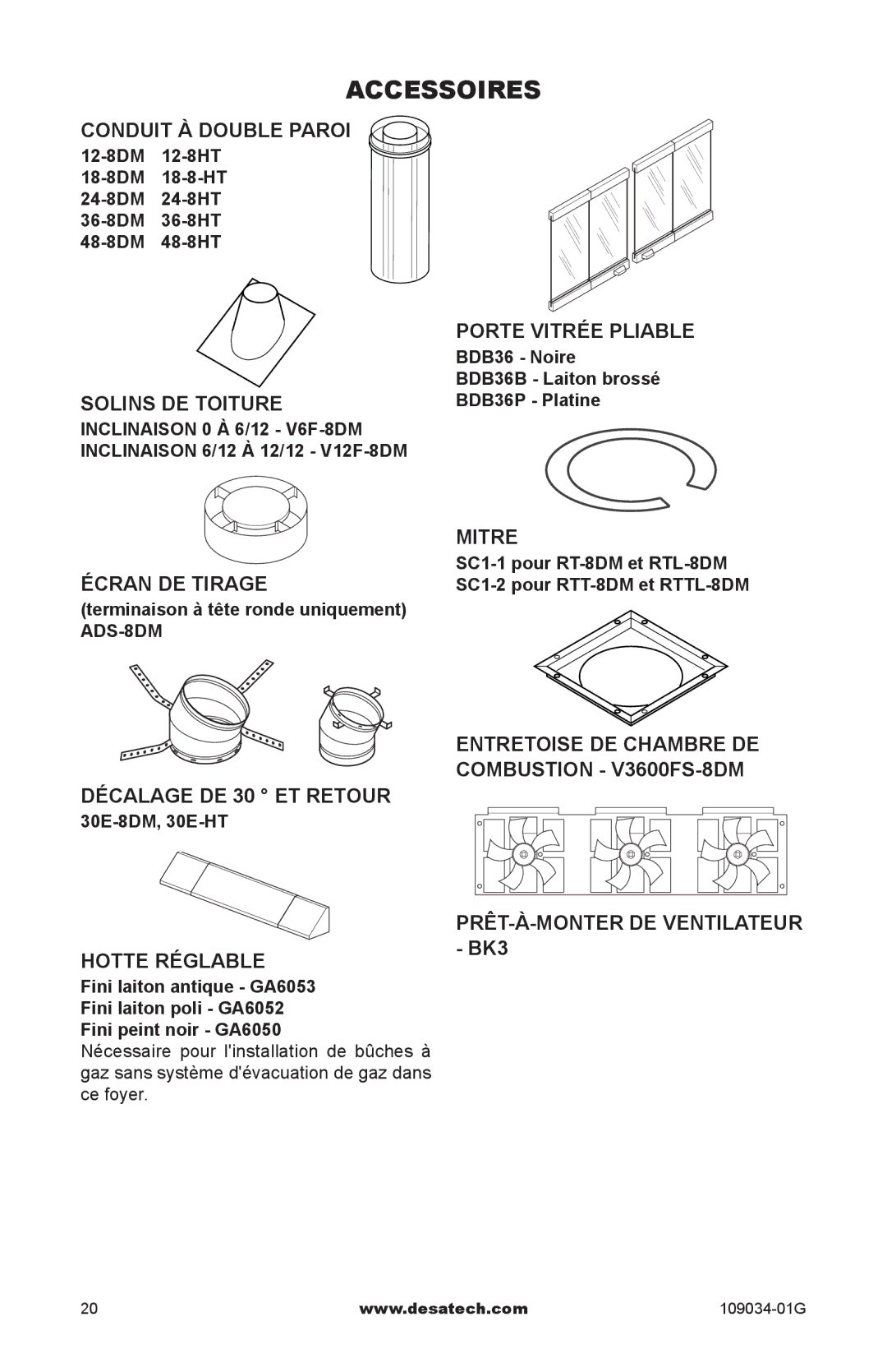 Desa (V)B36LI, (V)B36I, CWB36C installation manual Accessoires 